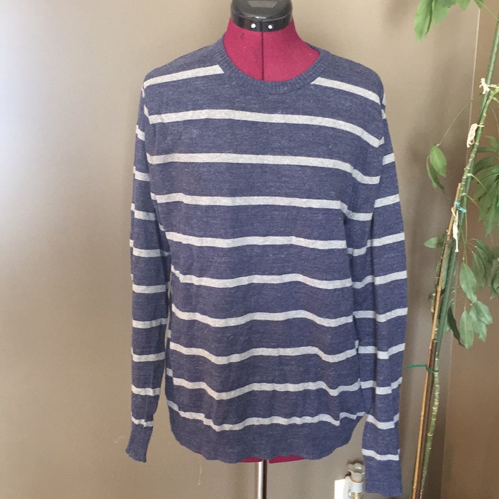 Sonoma Blue & Grey Striped Long Sleeve Sweater (Size S)